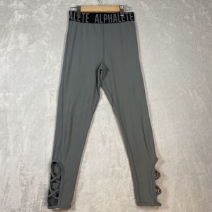 Alphalete Cross Set Gray Legging Women’s Small High Rise Logo Waistband Atheltic